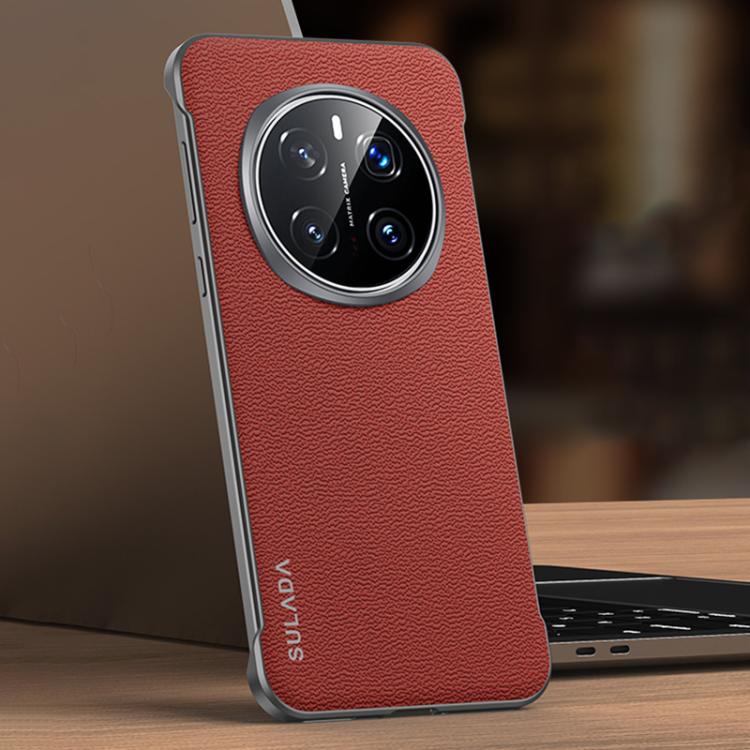 For Honor Magic7 SULADA Frameless Top Layer Cowhide Leather Hybrid PC Phone Case(Red) - Honor Cases by SULADA | Online Shopping UK | buy2fix