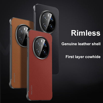 For Honor Magic7 SULADA Frameless Top Layer Cowhide Leather Hybrid PC Phone Case(Red) - Honor Cases by SULADA | Online Shopping UK | buy2fix