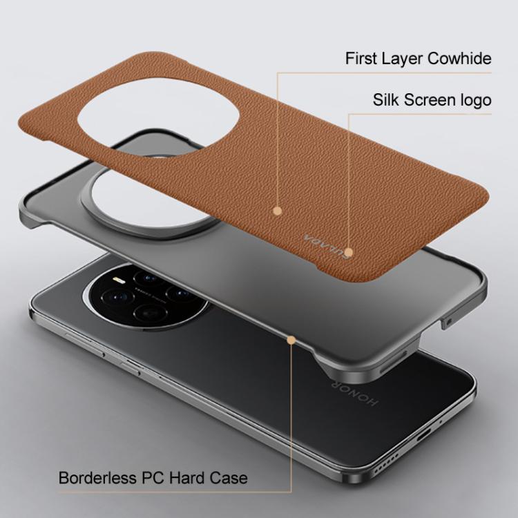 For Honor Magic7 SULADA Frameless Top Layer Cowhide Leather Hybrid PC Phone Case(Red) - Honor Cases by SULADA | Online Shopping UK | buy2fix