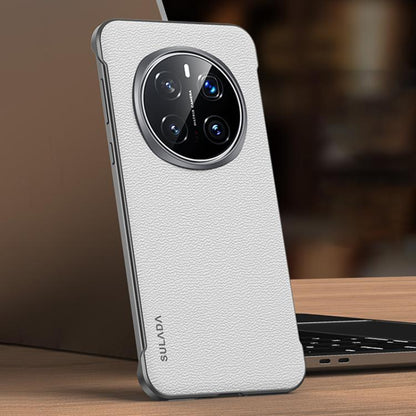 For Honor Magic7 SULADA Frameless Top Layer Cowhide Leather Hybrid PC Phone Case(White) - Honor Cases by SULADA | Online Shopping UK | buy2fix