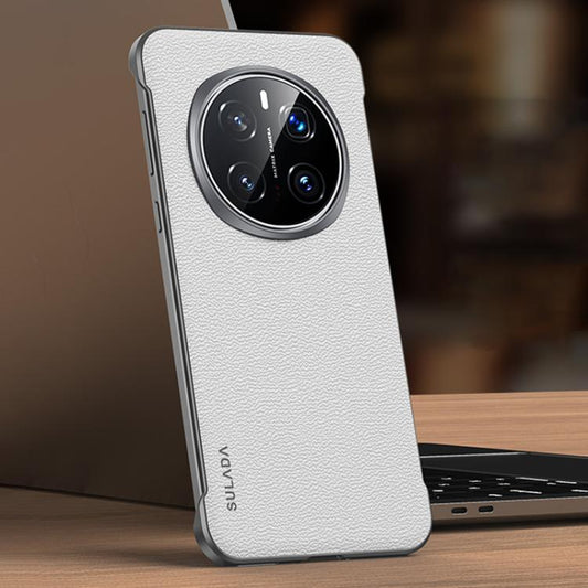 For Honor Magic7 SULADA Frameless Top Layer Cowhide Leather Hybrid PC Phone Case(White) - Honor Cases by SULADA | Online Shopping UK | buy2fix