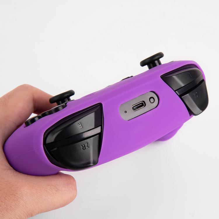 For Nintendo Switch Pro Game Handle Solid Color Silicone Protective Cover(Purple) - Cases by buy2fix | Online Shopping UK | buy2fix