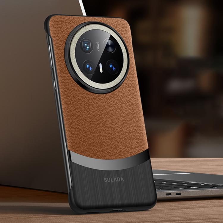 For Huawei Mate 70 Pro / Mate 70 Pro+ SULADA Frameless Top Layer Cowhide Leather Hybrid PC Phone Case(Brown) - Huawei Cases by SULADA | Online Shopping UK | buy2fix