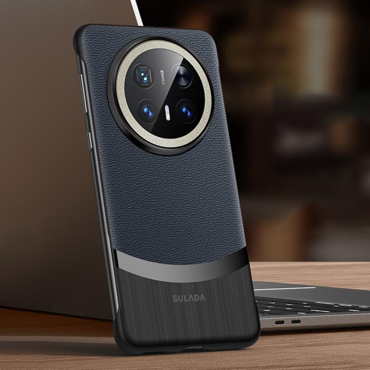 For Huawei Mate 70 Pro / Mate 70 Pro+ SULADA Frameless Top Layer Cowhide Leather Hybrid PC Phone Case(Blue) - Huawei Cases by SULADA | Online Shopping UK | buy2fix