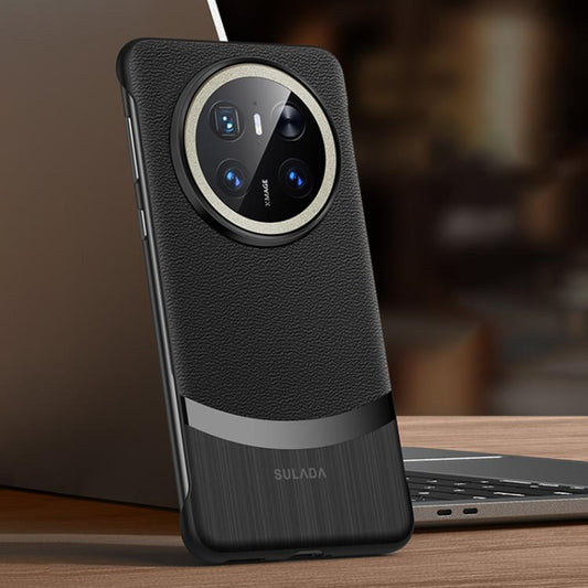 For Huawei Mate 70 SULADA Frameless Top Layer Cowhide Leather Hybrid PC Phone Case(Black) - Huawei Cases by SULADA | Online Shopping UK | buy2fix