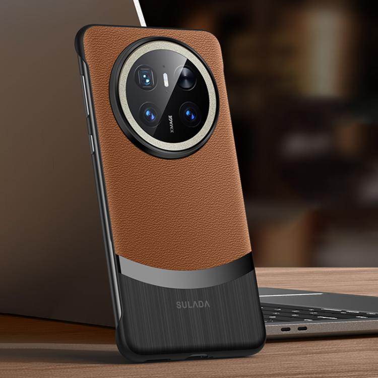 For Huawei Mate 70 SULADA Frameless Top Layer Cowhide Leather Hybrid PC Phone Case(Brown) - Huawei Cases by SULADA | Online Shopping UK | buy2fix