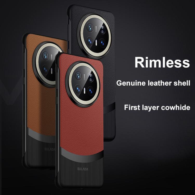 For Huawei Mate 70 SULADA Frameless Top Layer Cowhide Leather Hybrid PC Phone Case(Brown) - Huawei Cases by SULADA | Online Shopping UK | buy2fix