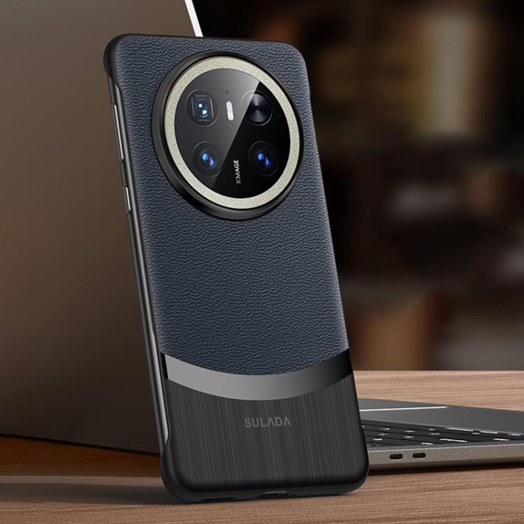 For Huawei Mate 70 SULADA Frameless Top Layer Cowhide Leather Hybrid PC Phone Case(Blue) - Huawei Cases by SULADA | Online Shopping UK | buy2fix