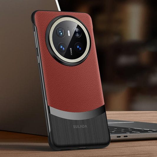For Huawei Mate 70 SULADA Frameless Top Layer Cowhide Leather Hybrid PC Phone Case(Red) - Huawei Cases by SULADA | Online Shopping UK | buy2fix