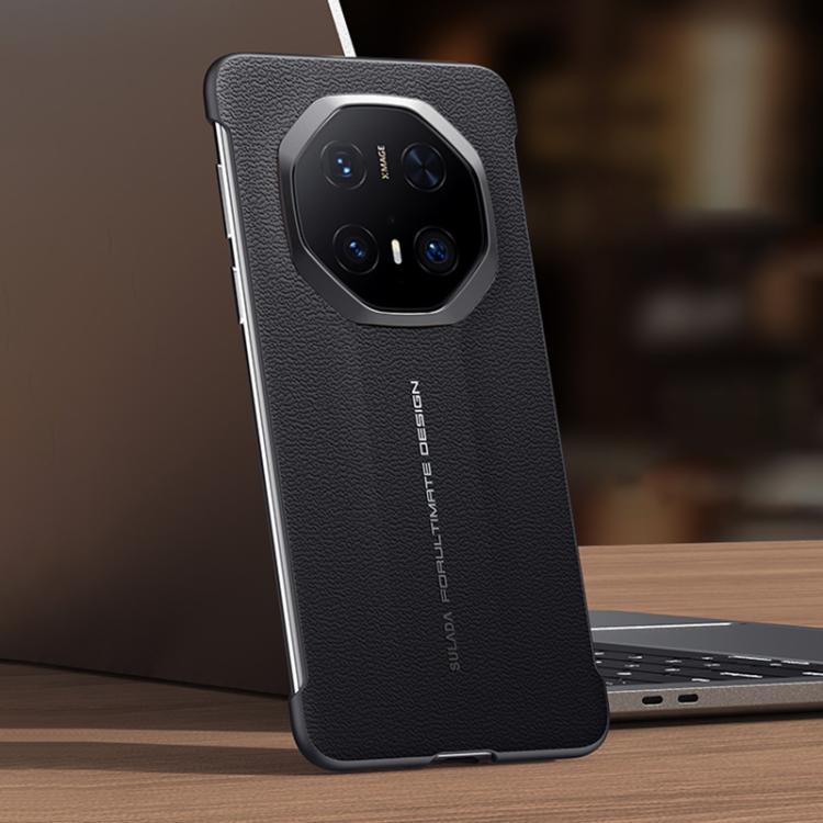 For Huawei Mate 70 RS Ultimate SULADA Frameless Top Layer Cowhide Leather Hybrid PC Phone Case(Black) - Huawei Cases by SULADA | Online Shopping UK | buy2fix