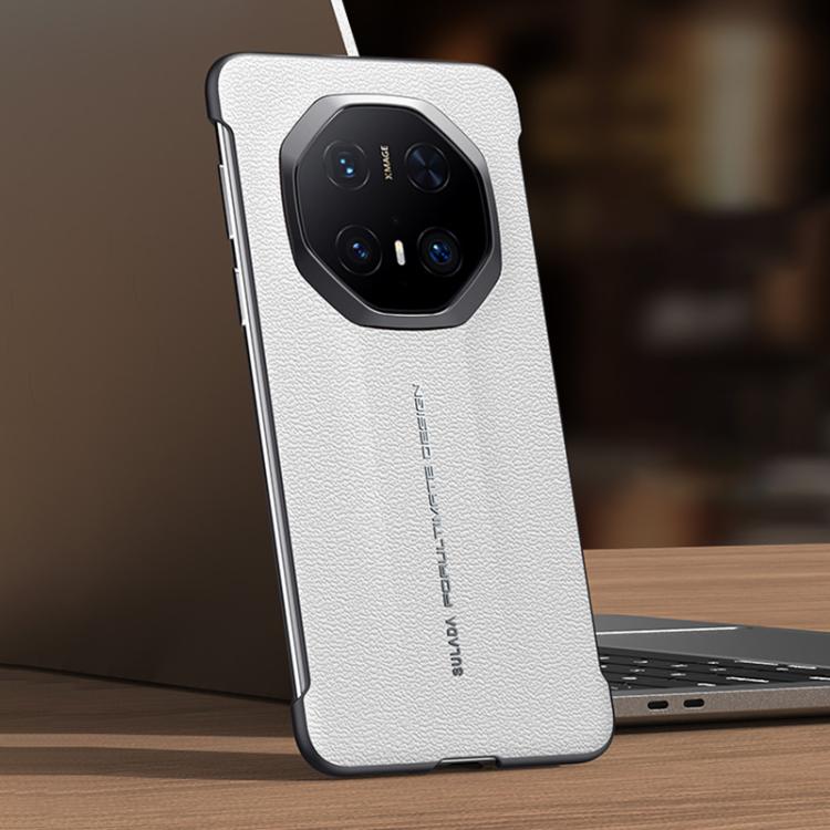 For Huawei Mate 70 RS Ultimate SULADA Frameless Top Layer Cowhide Leather Hybrid PC Phone Case(White) - Huawei Cases by SULADA | Online Shopping UK | buy2fix