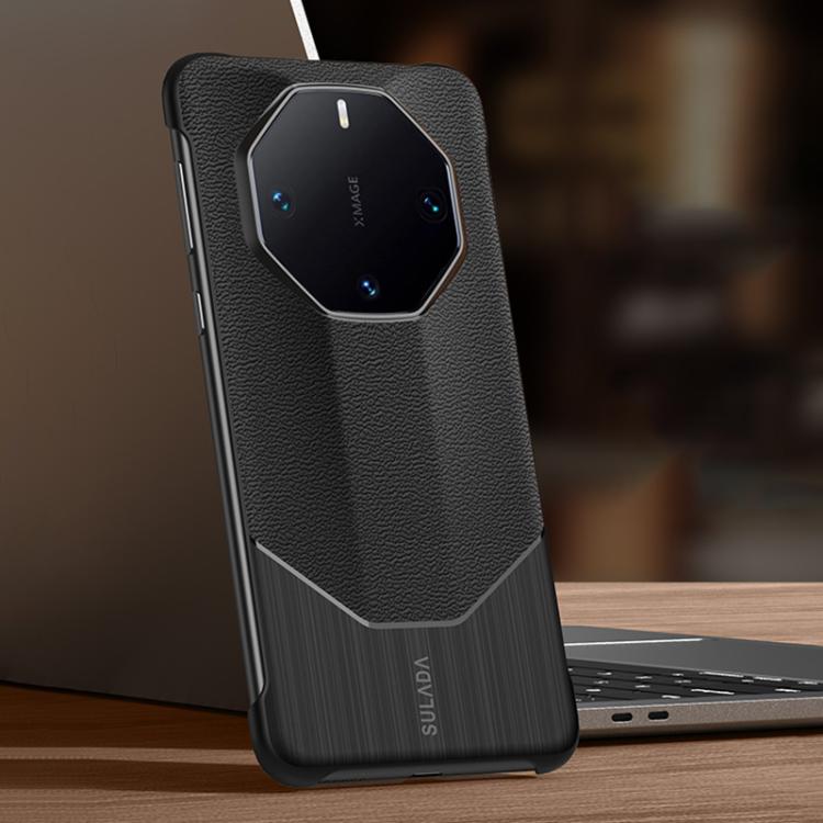 For Huawei Mate 60 RS Ultimate SULADA Frameless Top Layer Cowhide Leather Hybrid PC Phone Case(Black) - Huawei Cases by SULADA | Online Shopping UK | buy2fix