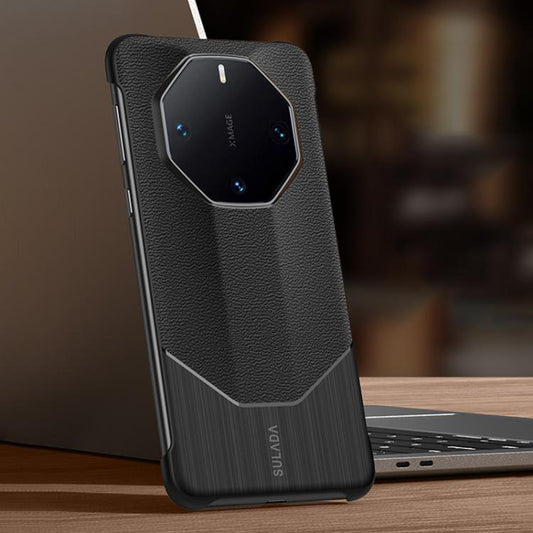 For Huawei Mate 60 RS Ultimate SULADA Frameless Top Layer Cowhide Leather Hybrid PC Phone Case(Black) - Huawei Cases by SULADA | Online Shopping UK | buy2fix