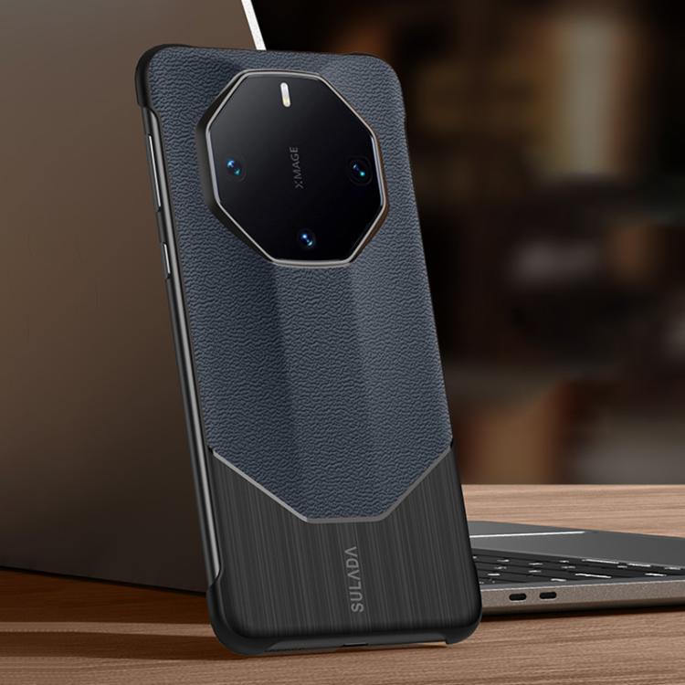 For Huawei Mate 60 RS Ultimate SULADA Frameless Top Layer Cowhide Leather Hybrid PC Phone Case(Blue) - Huawei Cases by SULADA | Online Shopping UK | buy2fix