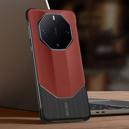 For Huawei Mate 60 RS Ultimate SULADA Frameless Top Layer Cowhide Leather Hybrid PC Phone Case(Red) - Huawei Cases by SULADA | Online Shopping UK | buy2fix