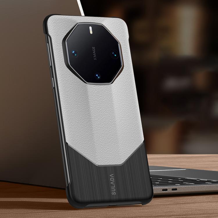 For Huawei Mate 60 RS Ultimate SULADA Frameless Top Layer Cowhide Leather Hybrid PC Phone Case(White) - Huawei Cases by SULADA | Online Shopping UK | buy2fix