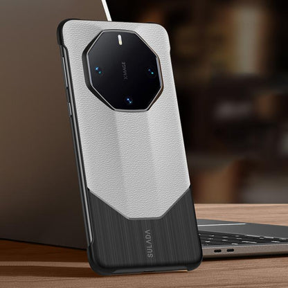 For Huawei Mate 60 RS Ultimate SULADA Frameless Top Layer Cowhide Leather Hybrid PC Phone Case(White) - Huawei Cases by SULADA | Online Shopping UK | buy2fix