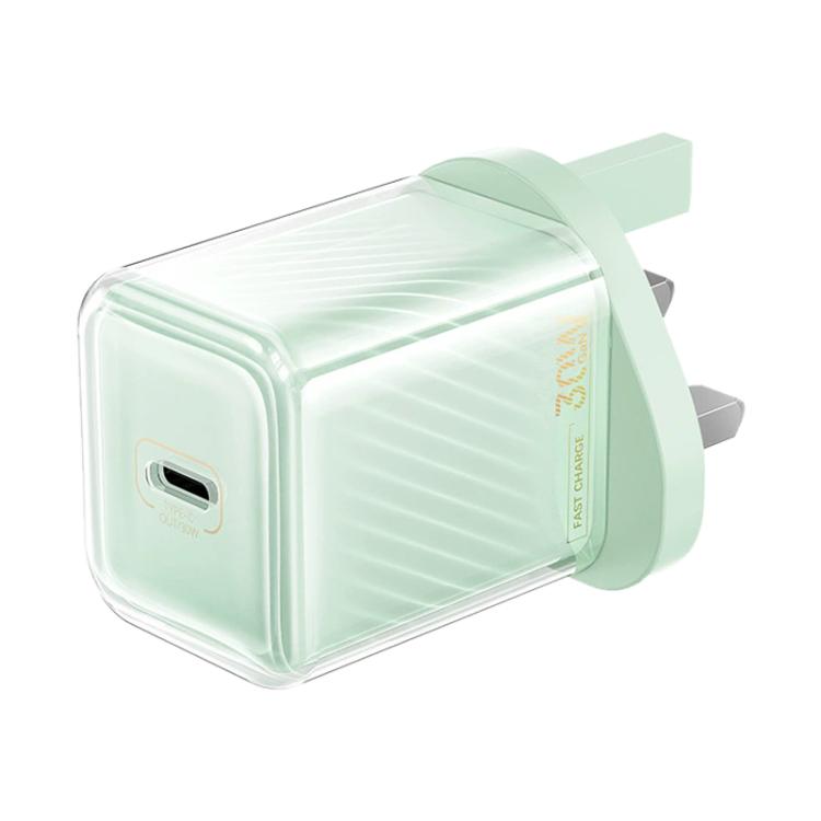REMAX RP-U91 Jiltry Series 30W PD+QC Type-C GaN Multi-compatible Fast Charger, Plug:UK Plug(Green) - USB Charger by REMAX | Online Shopping UK | buy2fix