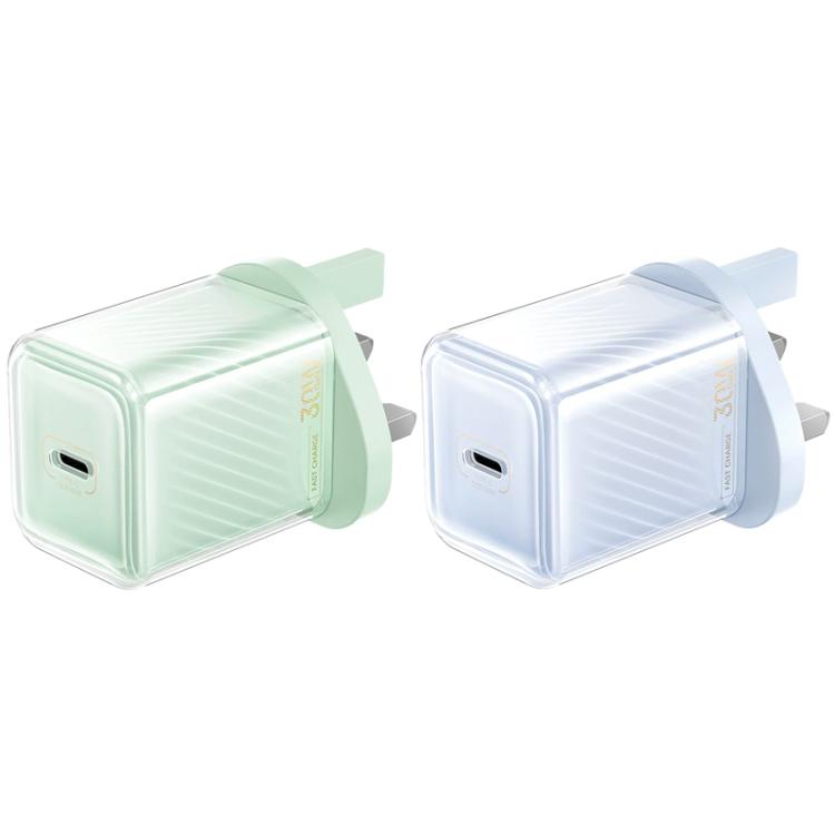 REMAX RP-U91 Jiltry Series 30W PD+QC Type-C GaN Multi-compatible Fast Charger, Plug:UK Plug(Green) - USB Charger by REMAX | Online Shopping UK | buy2fix