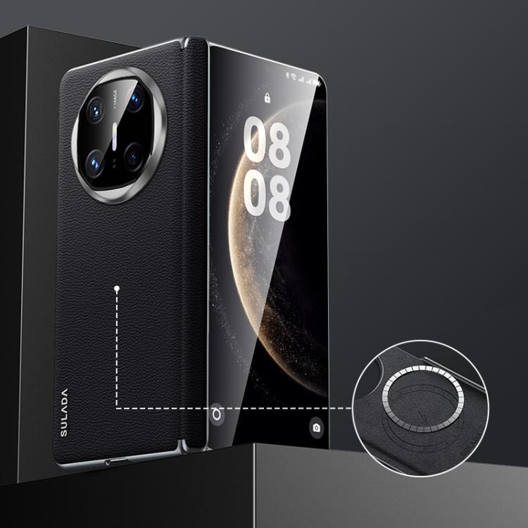 For Huawei Mate X6 SULADA Frameless Top Layer Cowhide Leather Hybrid PC Phone Case(Black) - Huawei Cases by SULADA | Online Shopping UK | buy2fix