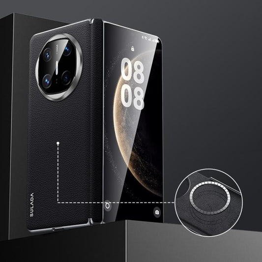 For Huawei Mate X6 SULADA Frameless Top Layer Cowhide Leather Hybrid PC Phone Case(Black) - Huawei Cases by SULADA | Online Shopping UK | buy2fix