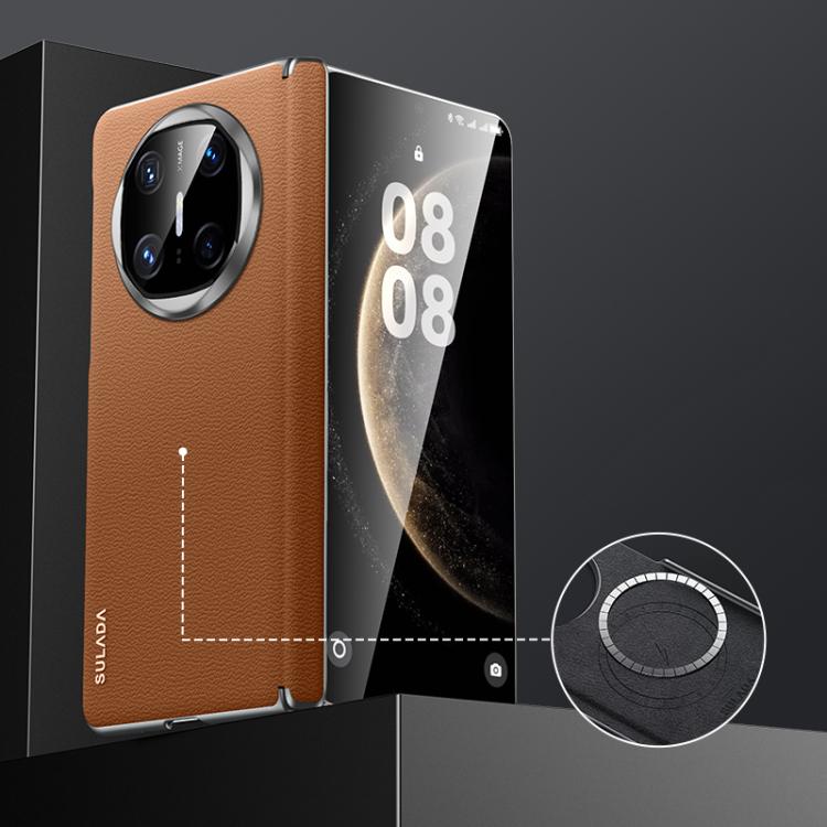 For Huawei Mate X6 SULADA Frameless Top Layer Cowhide Leather Hybrid PC Phone Case(Brown) - Huawei Cases by SULADA | Online Shopping UK | buy2fix