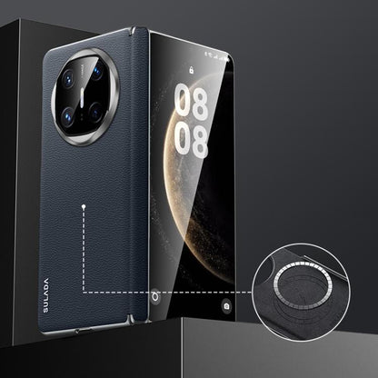 For Huawei Mate X6 SULADA Frameless Top Layer Cowhide Leather Hybrid PC Phone Case(Blue) - Huawei Cases by SULADA | Online Shopping UK | buy2fix