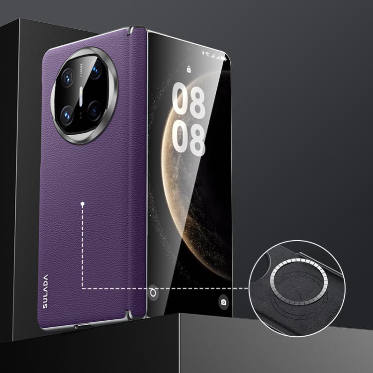 For Huawei Mate X6 SULADA Frameless Top Layer Cowhide Leather Hybrid PC Phone Case(Purple) - Huawei Cases by SULADA | Online Shopping UK | buy2fix