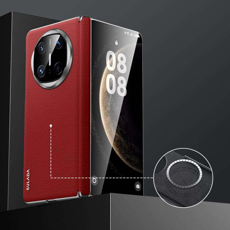 For Huawei Mate X6 SULADA Frameless Top Layer Cowhide Leather Hybrid PC Phone Case(Red) - Huawei Cases by SULADA | Online Shopping UK | buy2fix