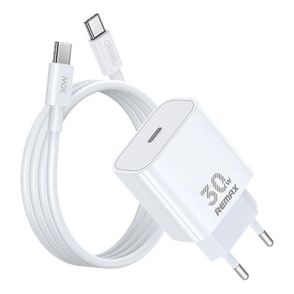 REMAX RP-U71 30W Type-C All-compatible GaN Charger with Data Cable, Plug:EU Plug(White) - USB Charger by REMAX | Online Shopping UK | buy2fix