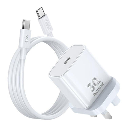 REMAX RP-U71 30W Type-C All-compatible GaN Charger with Data Cable, Plug:UK Plug(White) - USB Charger by REMAX | Online Shopping UK | buy2fix