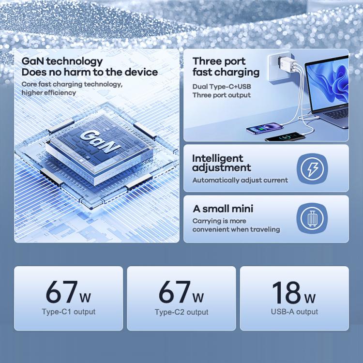 REMAX  RP-U159PRO Figen Series 67W Dual Type-C USB GaN Laptop Charger, Plug:UK Plug(White) - USB Charger by REMAX | Online Shopping UK | buy2fix