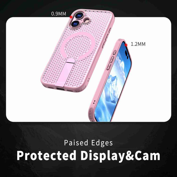 For iPhone 17 Honeycomb Cooling MagSafe Holder Phone Case(Pink) - iPhone 17 Cases by buy2fix | Online Shopping UK | buy2fix