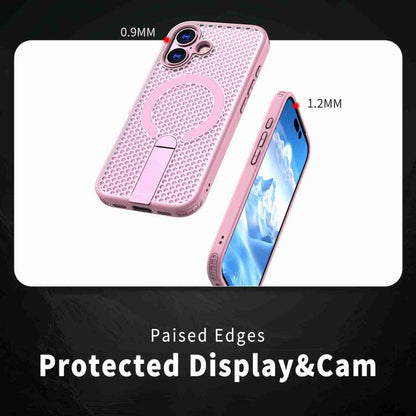 For iPhone 17 Honeycomb Cooling MagSafe Holder Phone Case(Pink) - iPhone 17 Cases by buy2fix | Online Shopping UK | buy2fix