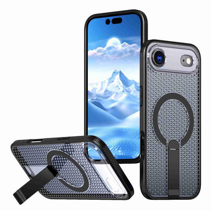 For iPhone Air Honeycomb Cooling MagSafe Holder Phone Case(Black) - iPhone Air Cases by buy2fix | Online Shopping UK | buy2fix