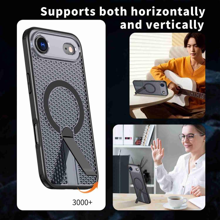 For iPhone Air Honeycomb Cooling MagSafe Holder Phone Case(Black) - iPhone Air Cases by buy2fix | Online Shopping UK | buy2fix