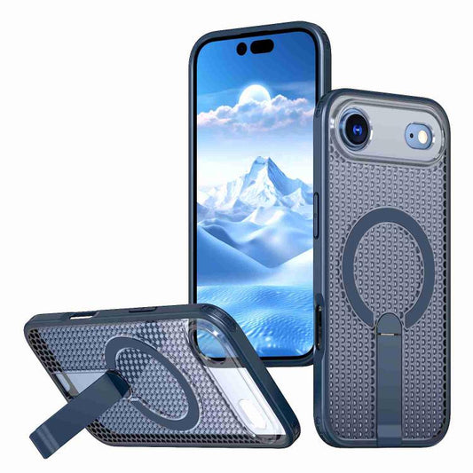 For iPhone Air Honeycomb Cooling MagSafe Holder Phone Case(Blue) - iPhone Air Cases by buy2fix | Online Shopping UK | buy2fix