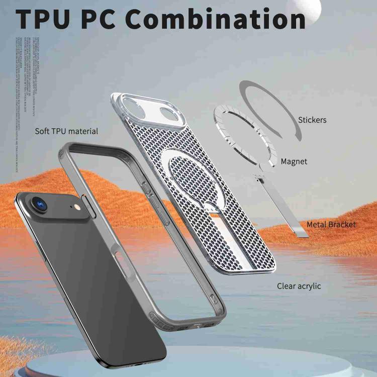 For iPhone Air Honeycomb Cooling MagSafe Holder Phone Case(Titanium Grey) - iPhone Air Cases by buy2fix | Online Shopping UK | buy2fix