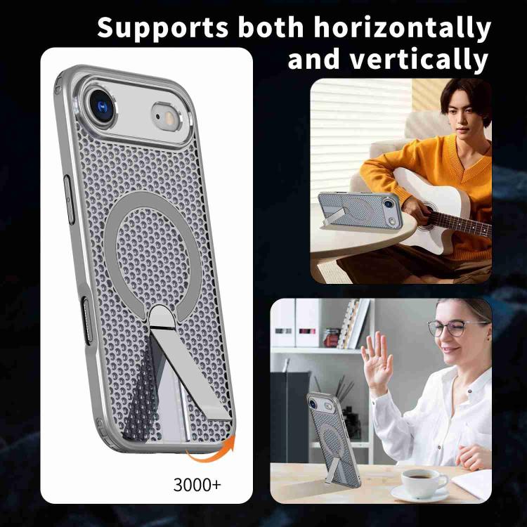 For iPhone Air Honeycomb Cooling MagSafe Holder Phone Case(Titanium Grey) - iPhone Air Cases by buy2fix | Online Shopping UK | buy2fix