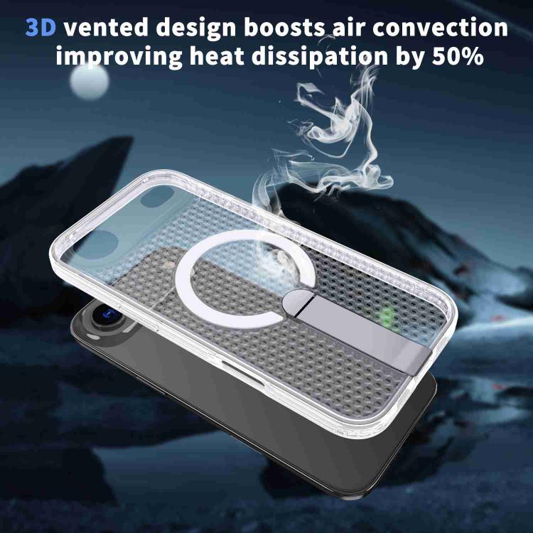 For iPhone Air Honeycomb Cooling MagSafe Holder Phone Case(Frosted Transparent) - iPhone Air Cases by buy2fix | Online Shopping UK | buy2fix