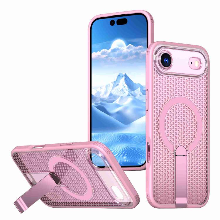 For iPhone Air Honeycomb Cooling MagSafe Holder Phone Case(Pink) - iPhone Air Cases by buy2fix | Online Shopping UK | buy2fix