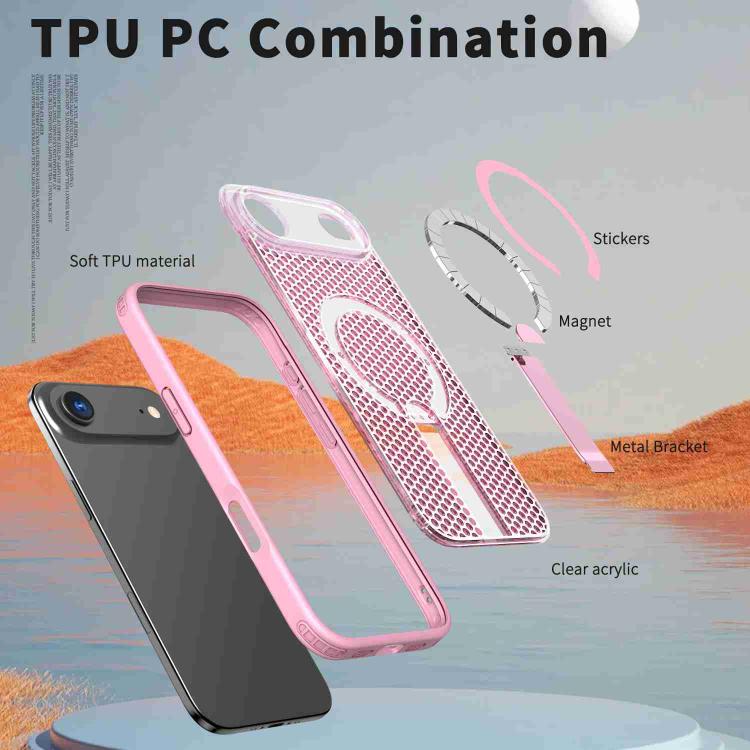 For iPhone Air Honeycomb Cooling MagSafe Holder Phone Case(Pink) - iPhone Air Cases by buy2fix | Online Shopping UK | buy2fix