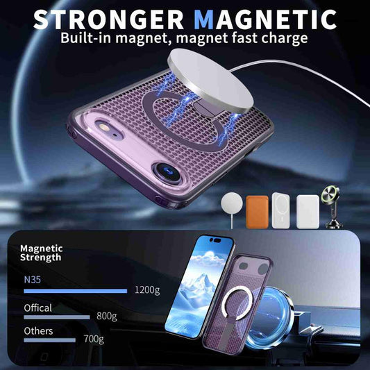For iPhone Air Honeycomb Cooling MagSafe Holder Phone Case(Purple) - iPhone Air Cases by buy2fix | Online Shopping UK | buy2fix