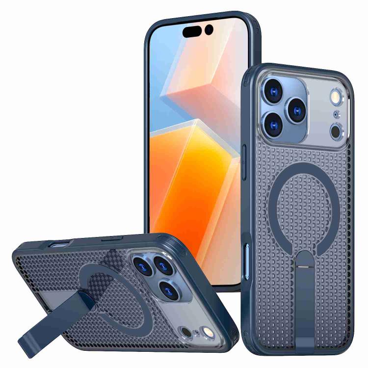 For iPhone 17 Pro Max Honeycomb Cooling MagSafe Holder Phone Case(Blue) - iPhone 17 Pro Max Cases by buy2fix | Online Shopping UK | buy2fix