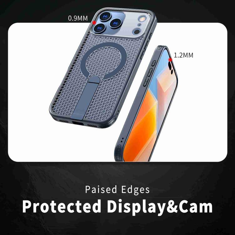 For iPhone 17 Pro Max Honeycomb Cooling MagSafe Holder Phone Case(Blue) - iPhone 17 Pro Max Cases by buy2fix | Online Shopping UK | buy2fix