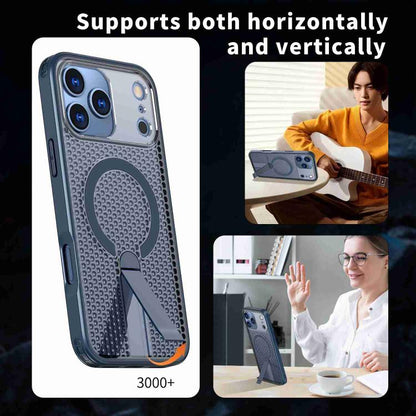 For iPhone 17 Pro Max Honeycomb Cooling MagSafe Holder Phone Case(Blue) - iPhone 17 Pro Max Cases by buy2fix | Online Shopping UK | buy2fix