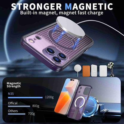 For iPhone 17 Pro Max Honeycomb Cooling MagSafe Holder Phone Case(Purple) - iPhone 17 Pro Max Cases by buy2fix | Online Shopping UK | buy2fix