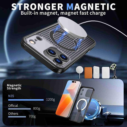 For iPhone 17 Pro Honeycomb Cooling MagSafe Holder Phone Case(Black) - iPhone 17 Pro Cases by buy2fix | Online Shopping UK | buy2fix