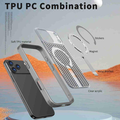 For iPhone 17 Pro Honeycomb Cooling MagSafe Holder Phone Case(Titanium Grey) - iPhone 17 Pro Cases by buy2fix | Online Shopping UK | buy2fix