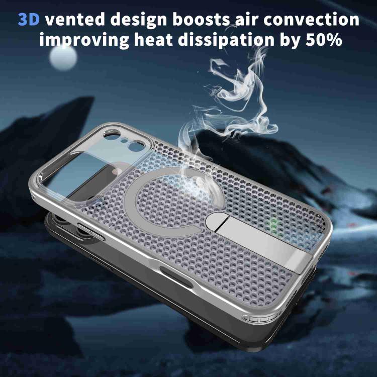 For iPhone 17 Pro Honeycomb Cooling MagSafe Holder Phone Case(Titanium Grey) - iPhone 17 Pro Cases by buy2fix | Online Shopping UK | buy2fix